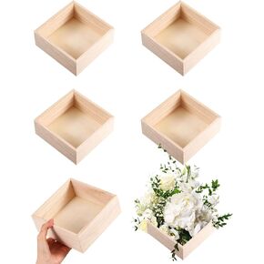 Yookeer Unfinished Wooden Box, 6 x Inch Square Rustic Box Craft Storage Organizer for Storage, Home Decor, Art Collectibles, Desktop Succulent Plant Pot, Drawer, DIY Craft(16 Pack)