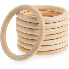 8Pcs 4inch/100mm Wooden Rings for Craft, Unfinished Wood Rings, Wooden Rings for Macrame Craft, Pendant Connectors for DIY Projects Macrame and Jewelry Craft Making
