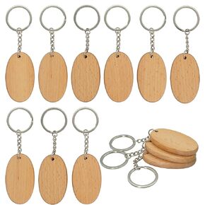 TFoRibbon Wood Engraving Blanks Wood Blanks Blank Wooden Key Tag with Keychain 20 Pcs