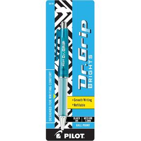Pilot Dr. Grip Brights Refillable & Retractable Ballpoint Pen, Medium Point, Assorted Color Barrel, Black Ink, Single Pen (36159)