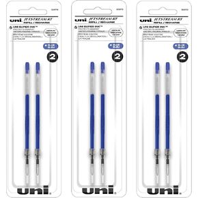 Uniball Jetstream RT Ballpoint Pen Refills, 1.0mm Medium Point, Blue Ink, 6 Refills