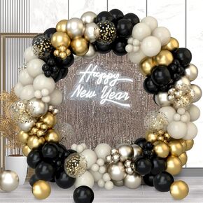 Black and Gold Balloon Garland Arch Kit for Birthday Party Decorations, 152pc White Sand Confetti Champagne New Years Eve Party Balloons for Graguations Decorations,Birthday Wedding Party Decor