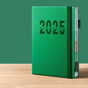 2025 Daily Planner, A5 Size Notebook Weekly and Monthly Calendar One Page Per Day Jan-Dec 2025 365 Pages Appointments Organization Yearly Daily Journal Memory Keepsake Book Record (Green)