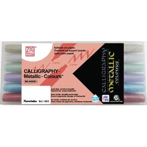 Zig MS-8400/6V Marker, 6 Count (Pack of 1), Metallic Assorted