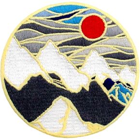Ice Mountain Under Red Sun Explore Outdoor Patch Embroidered Applique Iron On Sew On Emblem