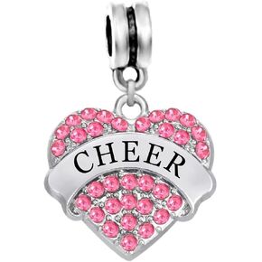 LaBenie Dangle Cheer Pink Crystal Heart Charm Bead