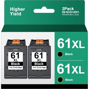 61XL Black Ink Cartridge Replacement for HP 61 XL Ink Work with HP Envy 4500 4502 5530 5535 5534 Officejet 4630 4635 Deskjet 1000 1010 1510 Printer Remanufactured (2 Pack Black)