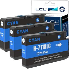 LCL Compatible Ink Cartridge Pigment Replacement for HP 711XL 711 XL CZ132A CZ136A Designjet T120 24 T120 610 T520 24 T520 36 T520 610 T520 914 T125 24 (3-Pack Yellow)