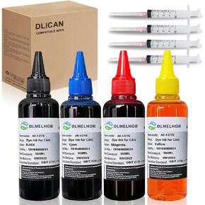 Ink Refill Kit Compatible for Canon PG250 CL251 PG210 PG-260 CL-261 CL-244 Black with 4 Color（4x100ML，1BK，1CY，1MG，1YL） and 4 Syringes