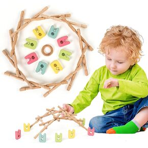 STEM Toys, Science Kit, Physics for Kids, STEM Activities, Wood Building Kits, Building Toy, Learning Education, Wooden Magic Stick, Fine Motor Skills, Portable Canvas Storage Bag, Ages 2 3 4 5 6+