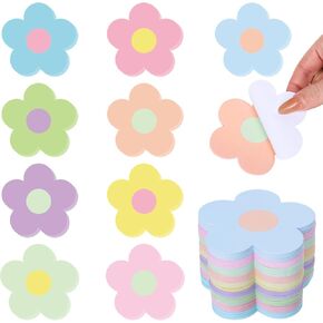 Whaline 36Pcs Pastel Flower Sticky Notes Colorful Floral Self Adhesive Notepad Removable Memo Pad for Reminder Stationery Studying School Office Home Supplies