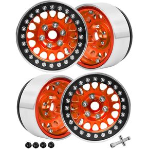 Upgrades Part Aolly Wheel Rim 1.9inch Beadlock Wheel Hub Rim Aluminum 1.9 Beadlock Wheel Rims Heavy Duty for 1/10 Axia1 SCX10 SCX10 II 90046 SCX10 III TRX4 D90（4pcs Bronze）