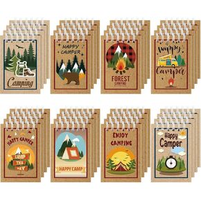 Eaasty 32 Pack Mini Camp Adventure Theme Notepads Tiny Spiral Notebook Camping Journal Pocket Gifts for Kids Party Favors Writing Drawing Note Taking 2.4 x 3.5 Inch