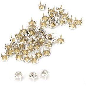 50 Set 7MM DIY Fashion White/Pink Rhinestone Claw Beads Nailhead Studs Punk Diamond Spikes Rivets for DIY Leather-Craft(White)