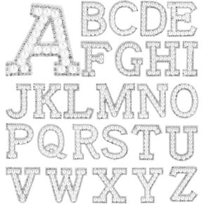 26 Pcs Pearl Rhinestone Letter Patches Iron On Self Adhesive Stick on Pearl Letter Word Applique Decorative Repair Patches for Clothes Fabric DIY Backpack Hat Decoration Craft Supplies