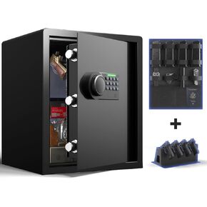 Gun Safe for Handgun - (1.72 cu. ft.) for Multiple Pistol Rack & Door Organizer Money Box with Silent Mode, Home Safe with Backlit Keypad, LED Light, Gun Vault for Anti-Rust