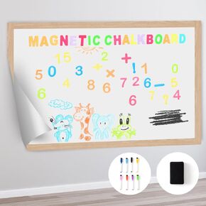 Magnetic Dry Erase Whiteboard Paper 50 x 18 Inch, Self Adhesive Magnetic Dry Erase White Board Sticker for Wall,Peel and Stick Magnetic Wallpaper,with 50 Magnetic Letters, for Home Office School