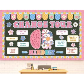 Spring Floral Growth Mindset Bulletin Board Decorations Motivational Growth Mindset Posters Positive Sayings Accent Display Set for School Classroom Wall Decor