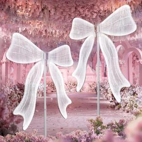 Giant Wedding Bow Floor Lamp: LED White Light Big Bow for Decoration - Large Romantic DIY Bow Props Decor - for Birthday Party Bridal Shower Baby Shower Christmas (2, 62 cm/24.4 inch)