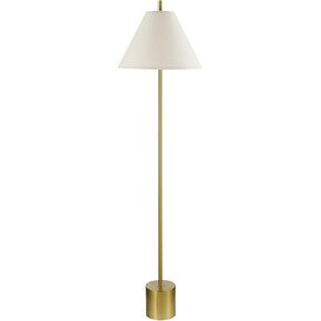 Globe Electric 61000060 60" Floor Lamp, Matte Brass Finish, Beige Linen Shade, Heavy Weighted Base, On/Off Rotary Switch on Socket, Reading Lamp, Home Office Accessories, Home Improvement