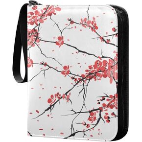 Cute Floral Flower Card Binder 4 Pocket Zipper PU Card Card Card Album Fits 400 Game Cards 50 Collevible Card Card Collection for Baseball MTG TCG Sports Cards