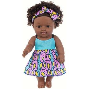 Reborn Baby Dolls Black Girl 12 Inch Realistic Silicone Black Baby Doll Washable Real Lifelike Baby Dolls with Clothes and Hairband (Purple)
