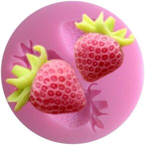 Pink 3D Strawberry Fondant Mold, Silicone Chocolate Candy for Cupcake Cake Decoration Handmade Soap Embeds Polymer Clay Resin Mold For Cake Decorating Kitchen Cookware Fondant and Gum Paste Molds