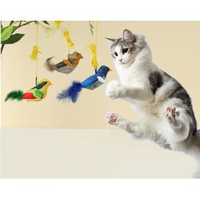 Bird Toy for Cats 3PCS, Interactive Simulated Chirping Bird Cat Toy Built-in Catnip for Indoor Kitten Exercise with 10 Toy Balls