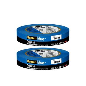 ScotchBlue Original Painter's Tape 2090-18NC – 0.70 in x 60 yd, Multi-Surface, Medium Adhesive, UV and Sunlight Resistant, Clean Removal After 14 Days, 2 Pack