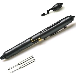 Bolt Action EDC Pen – Premium Aluminum Alloy & Brass Multitool Pen with 2 Black Ink Refills, Pocket Clip & Gift Leather Pouch, Multi-Tool Function for Everyday Carry