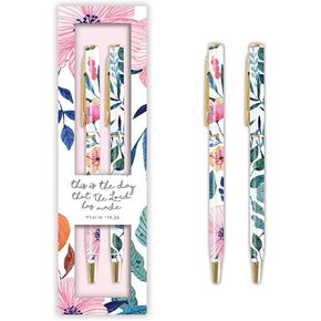 Faithworks Christian Gifts-Set of 2 Inspirational Medium Point Retractable Ballpoint Pens, Rejoice and Be Glad