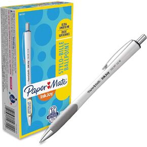 Paper Mate 1951347 InkJoy 700 RT Retractable Ballpoint Pen, 1mm, Black Ink, White Barrel, Dozen