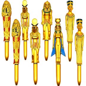 15PCS Novelty Egyptian Pharaoh Ballpoint Pens Egypt Pens Creative Retractable Ballpoint Pen 0.5mm Blue Ink For Adults School Home Office Stationery Store