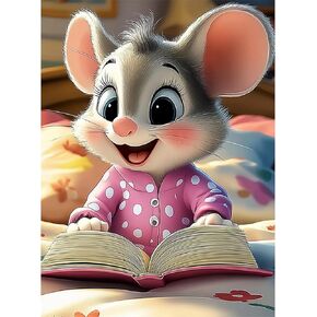 EOBROMD Diamond Art Painting Kits for Adults Cute Mouse, 5D Full Drill Diamond Dots, DIY Diamond Art Painting Kits for Adults Beginners, Diamond Gem Art and Crafts for Home Wall Decor 12x16inch