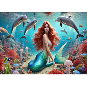 مجموعات الطلاء الماس 5D Fama.Store 5D للبالغين - مجموعة Art and Crafts Kit مع الماس الكامل للحفر ، وتصميم مثالي للمبتدئين وتزيين الجدار المنزلي 12x16 بوصة ، و Mermaid