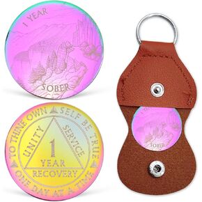 6 Months Sobriety Chip Colorful AA Coin Recovery Medallions One Day at A Time Sober Token Six Months Sobriety Gifts for Men Women Alcoholics Anonymous Gifts