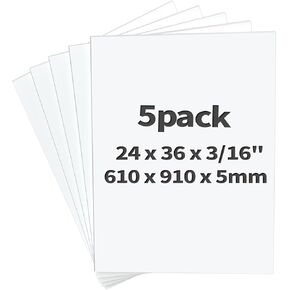 Foam Boards 5 Pack, 24" x 36" Foam Core Board for Projects, 3/16" Thick White Poster Board Sheets for Signboards, Arts and Crafts, Framing, Display
