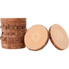 OPULANE Natural Wood Coasters 12Pcs 3.5-4 Inch Wood Slices for Coffee Table Decor Unfinished Wood Rounds Circles, Wooden Coasters for Crafts DIY Ornaments Rustic Wedding Centerpieces Decorations