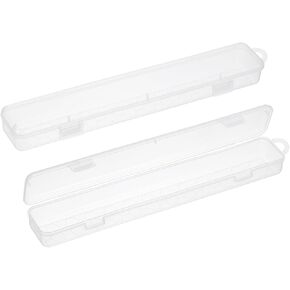 YOKIVE Art Supply Storage Organizer, 2 Pcs Art Tool Box Craft Box Art Supplies with Buckle for Brushes Paints Stamps, Transparent, 12.8 x 1.38 x 2.24 Inch