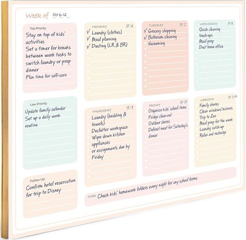 Blu Monaco Pastel Border Border Plannner Notepad-قائمة مهام أسبوعية مع 52 ورقة تمزق-لينة Pastel Weekly Plad مع التقويم والأهداف والأولويات in Kuwait