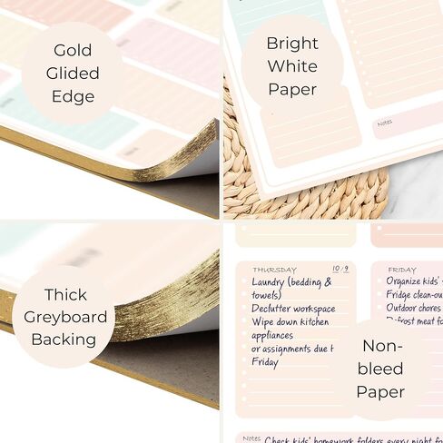 Blu Monaco Pastel Border Border Plannner Notepad-قائمة مهام أسبوعية مع 52 ورقة تمزق-لينة Pastel Weekly Plad مع التقويم والأهداف والأولويات in Kuwait
