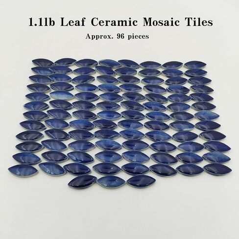 1.1lb Ceramic Mosaic Tiles for Crafts, Leaf Mosaic Pieces Porcelain Mosaic Tiles for Mosaic DIY, Stained Ceramics Supplies (Blue Flower) in Kuwait