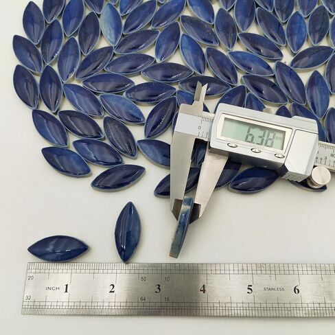 1.1lb Ceramic Mosaic Tiles for Crafts, Leaf Mosaic Pieces Porcelain Mosaic Tiles for Mosaic DIY, Stained Ceramics Supplies (Blue Flower) in Kuwait