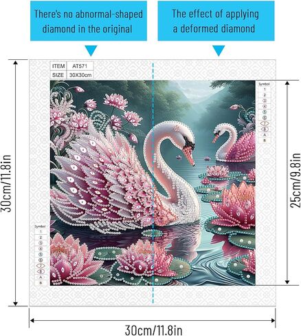 AiYuanzsh 5D Special Shape Diamond Art Kits for Beginners, Diamond Painting Kits for Adults, Crystal Rhinestones Diamond Painting for Home Wall Decoration Gift 12×12 inch/30×30 cm, Beautiful Swan in Saudi Arabia