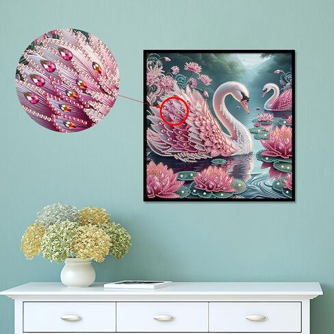 AiYuanzsh 5D Special Shape Diamond Art Kits for Beginners, Diamond Painting Kits for Adults, Crystal Rhinestones Diamond Painting for Home Wall Decoration Gift 12×12 inch/30×30 cm, Beautiful Swan in Saudi Arabia