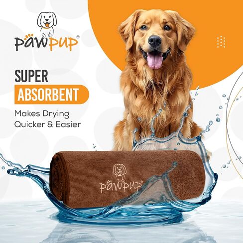 Dog Towels for Drying Dogs Super Absorbent Microfiber Pet Grooming Towel for Dogs, Cats and Other Pets (55 x 28 Inches, Brown) in Kuwait