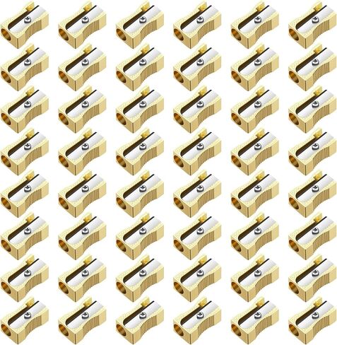 Frienda 48 Pack Metal Pencil Sharpeners Handheld Mini Sharpeners Manual Sharpeners Manual Pencil مع ظهور سبيكة الألومنيوم أحادية الفتحة للحجم القياسي (الفضة) in Kuwait