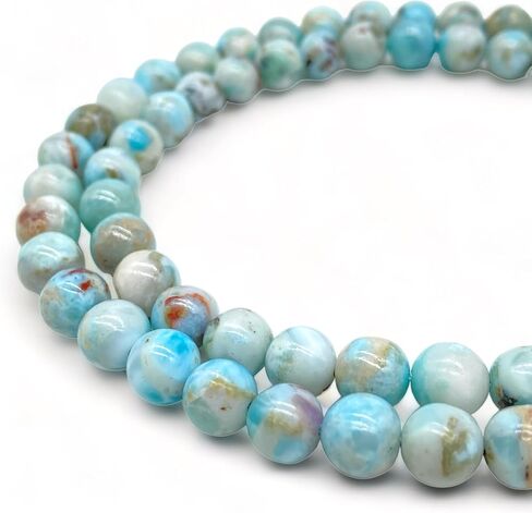ABCGEMS Dominican Republic Larimar Beads with Black Iron Oxide Inclusion (These Hematite Inclusion Manifest as Black Streaks Providing a Striking Contrast) Smooth Round 12mm in Saudi Arabia