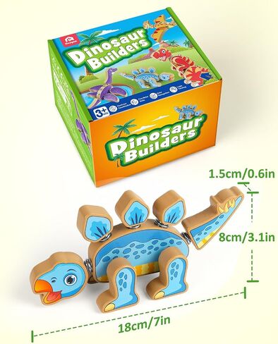 Coogam Dinosaur Snap Together Building Toys ، Wooden Take Dired Dinosaur Playset ، STEM Montessori Educational Fine Motor Skill Gail in Kuwait