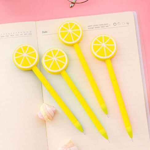 YYaaloa 30pcs Lemon Pens Cute Gel Ink Pens 0.5mm Black Ink Novelty Pens for Child, Women Coworkers Office School Home Wedding Bridal Shower Gifts Party Supplies (Cute Lemon 30pcs) in Kuwait